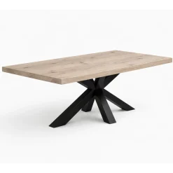 Table extensible bois grisé bords droits pied noir 240 cm PALERME