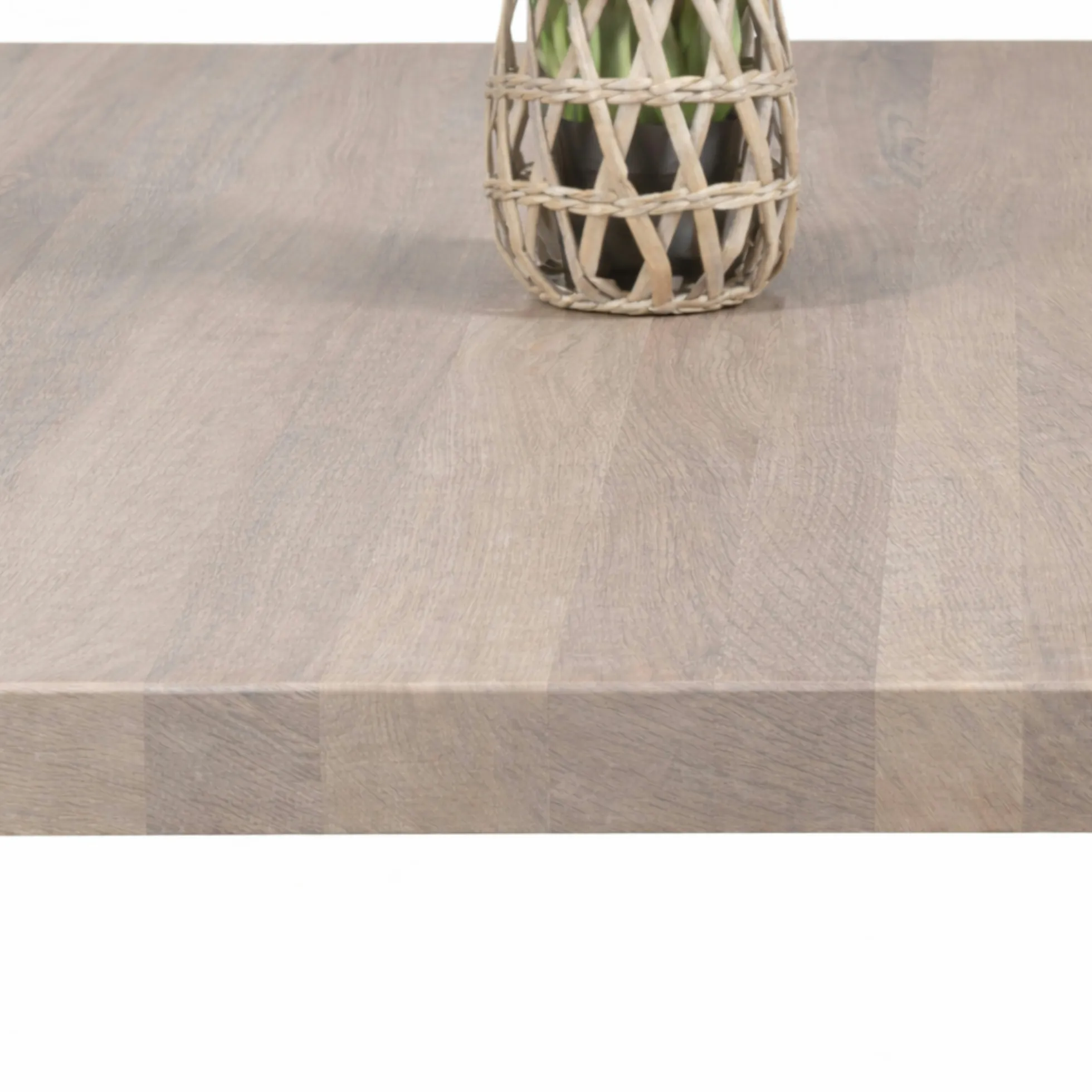 Table extensible bois grisé bords droits pied noir 240 cm PALERME
