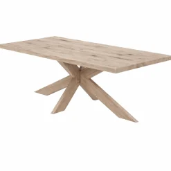 Table extensible bois grisé bords droits pied bois 200 cm PALERME