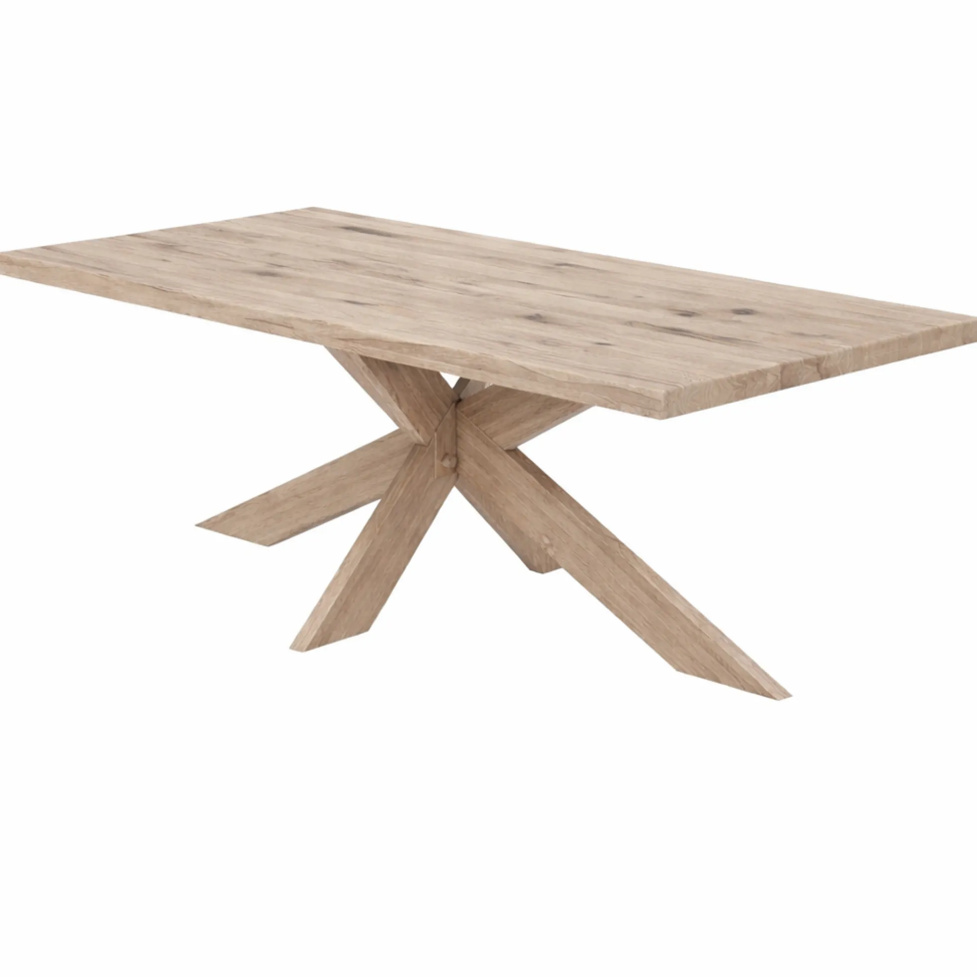 Table extensible bois grisé bords droits pied bois 240 cm PALERME