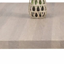 Table extensible bois grisé bords droits pied grège 200 cm PALERME