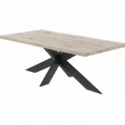 Table extensible bois grisé bords droits pied noir fin 240 cm PALERME