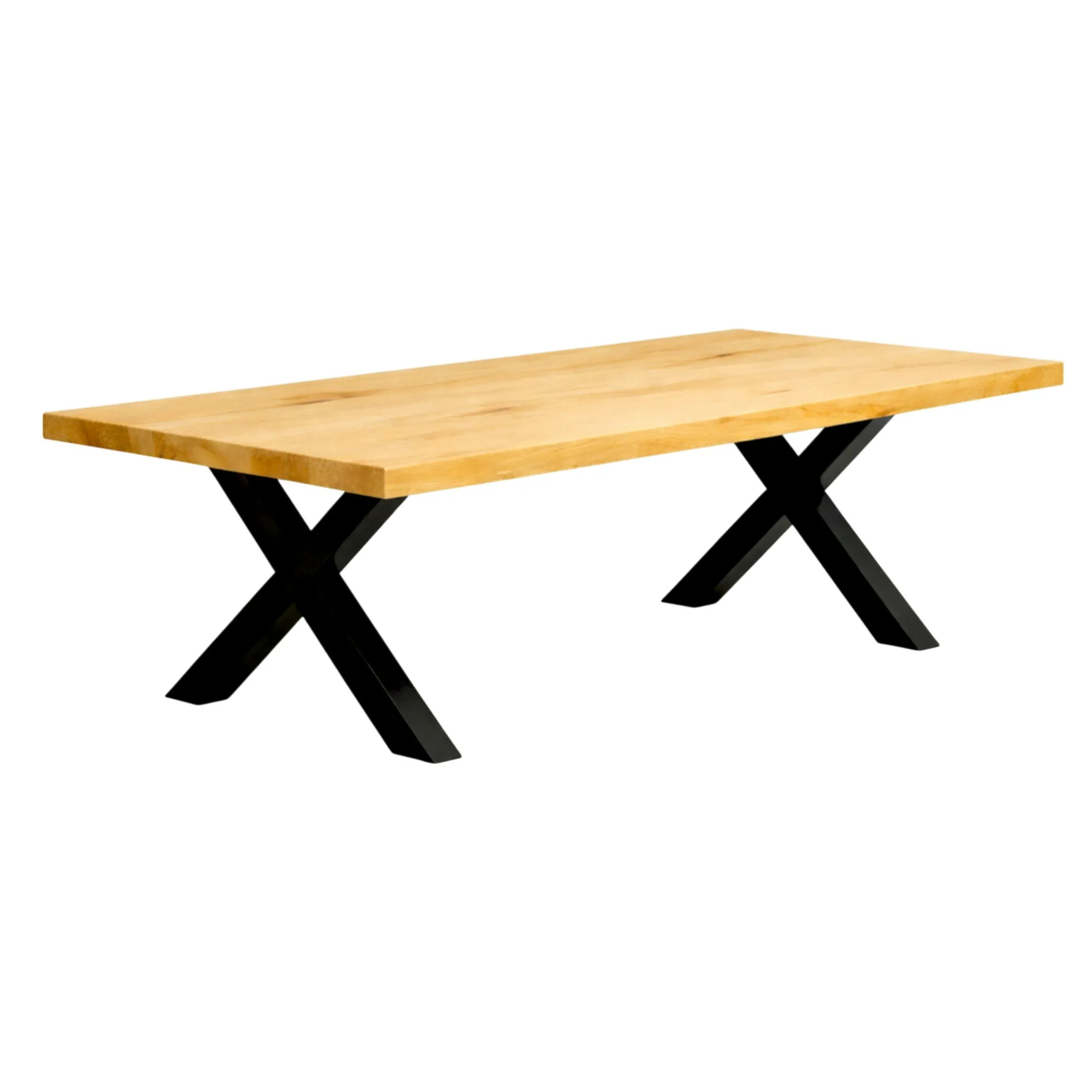 Table extensible bois huilé bords droits pieds en X 240 cm PALERME