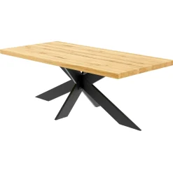 Table extensible bois huilé bords droits pied noir fin 220 cm PALERME