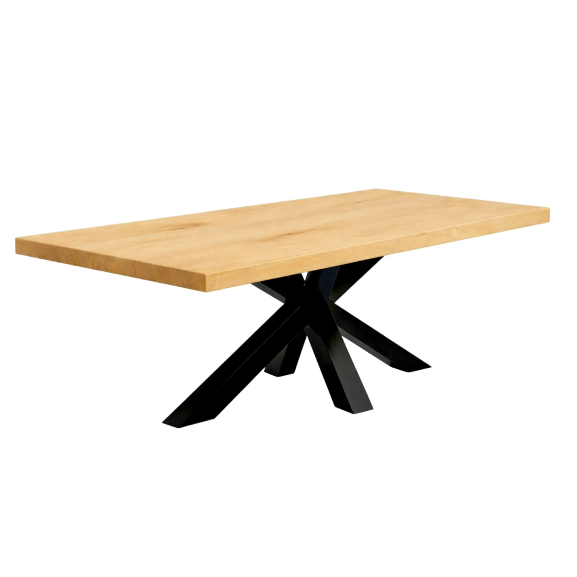Table extensible bois huilé bords droits pied noir 240 cm PALERME