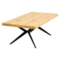 Table extensible bois huilé bords droits pied graphique 180 cm PALERME
