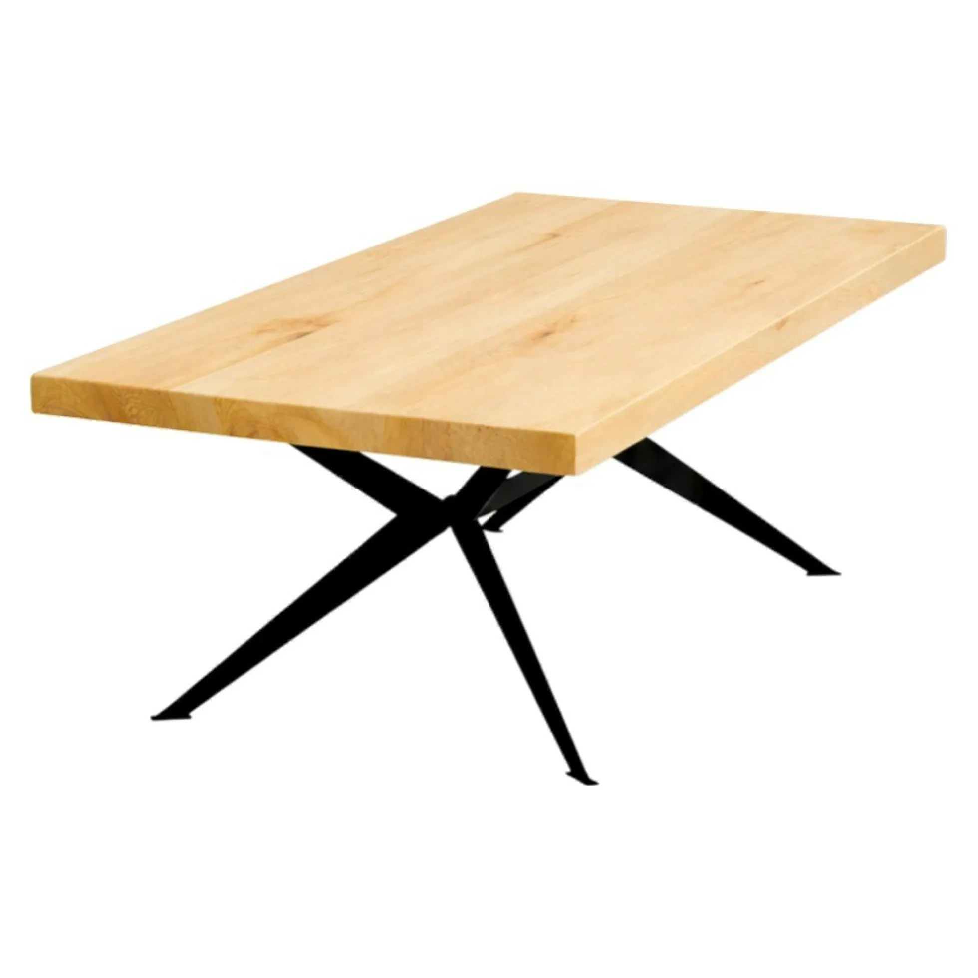 Table extensible bois huilé bords droits pied graphique 180 cm PALERME