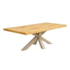 Table extensible bois huilé bords droits pied grège 180 cm PALERME