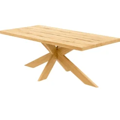 Table extensible bois huilé bords droits pied bois 220 cm PALERME