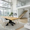 Table extensible bois huilé bords droits pied noir 200 cm PALERME