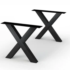 Table extensible chêne blanc bords biseautés pieds en X 180 cm PALERME