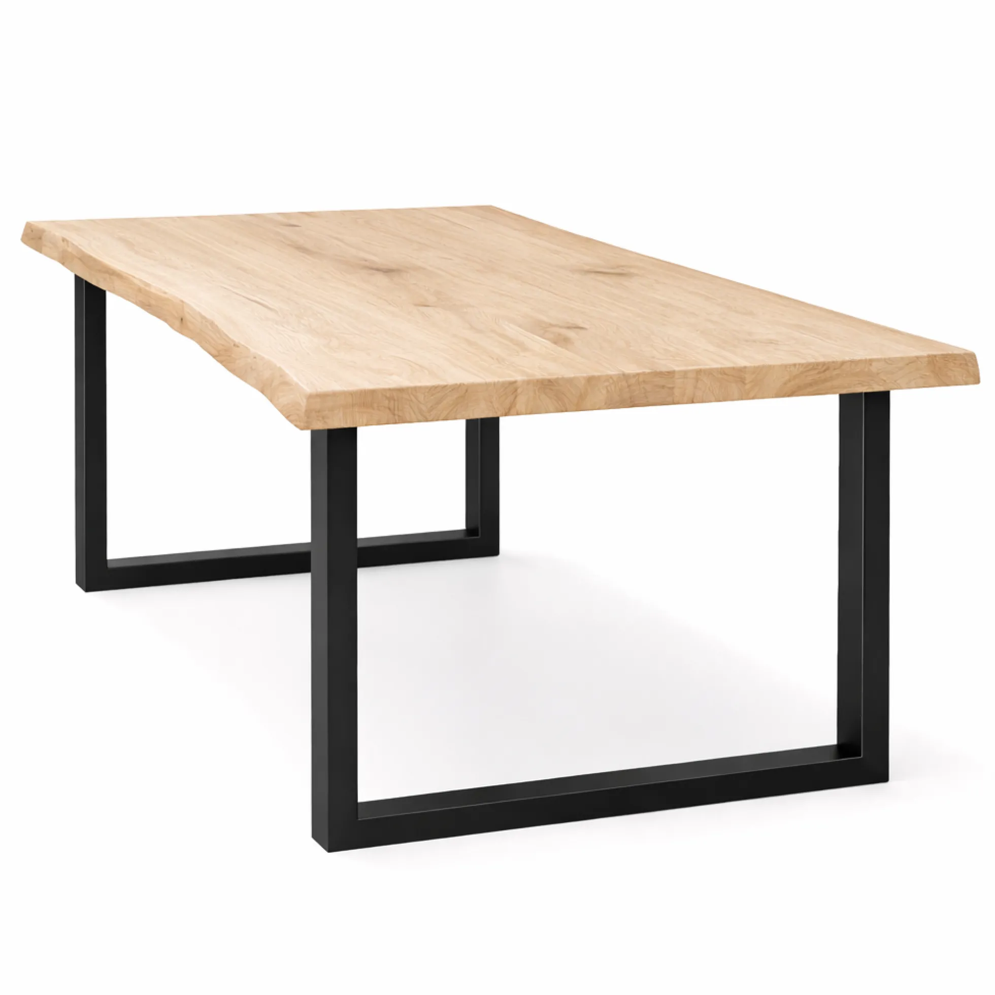 Table extensible chêne blanc bords naturels pieds en U 240 cm PALERME