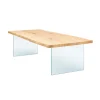 Table extensible chêne blanc bords naturels pieds verre 240 cm PALERME