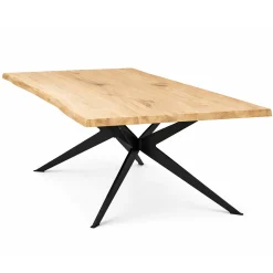 Table extensible chêne blanc bords naturels pied graphique 200 cm PALERME