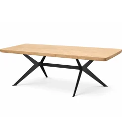 Table extensible chêne blanc bords biseautés pied graphique 180 cm PALERME