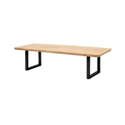 Table extensible chêne blanc bords biseautés pieds en U 200 cm PALERME
