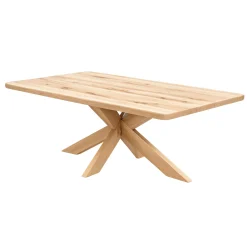 Table extensible chêne blanc bords biseautés pied bois 200 cm PALERME