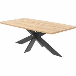 Table extensible chêne blanc bords biseautés pied noir fin 220 cm PALERME