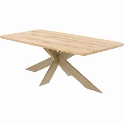 Table extensible chêne blanc bords biseautés pied grège fin 240 cm PALERME