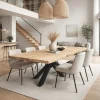 Table extensible chêne blanc bords naturels pied noir 180 cm PALERME
