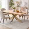 Table extensible chêne blanc bords biseautés pied grège fin 220 cm PALERME