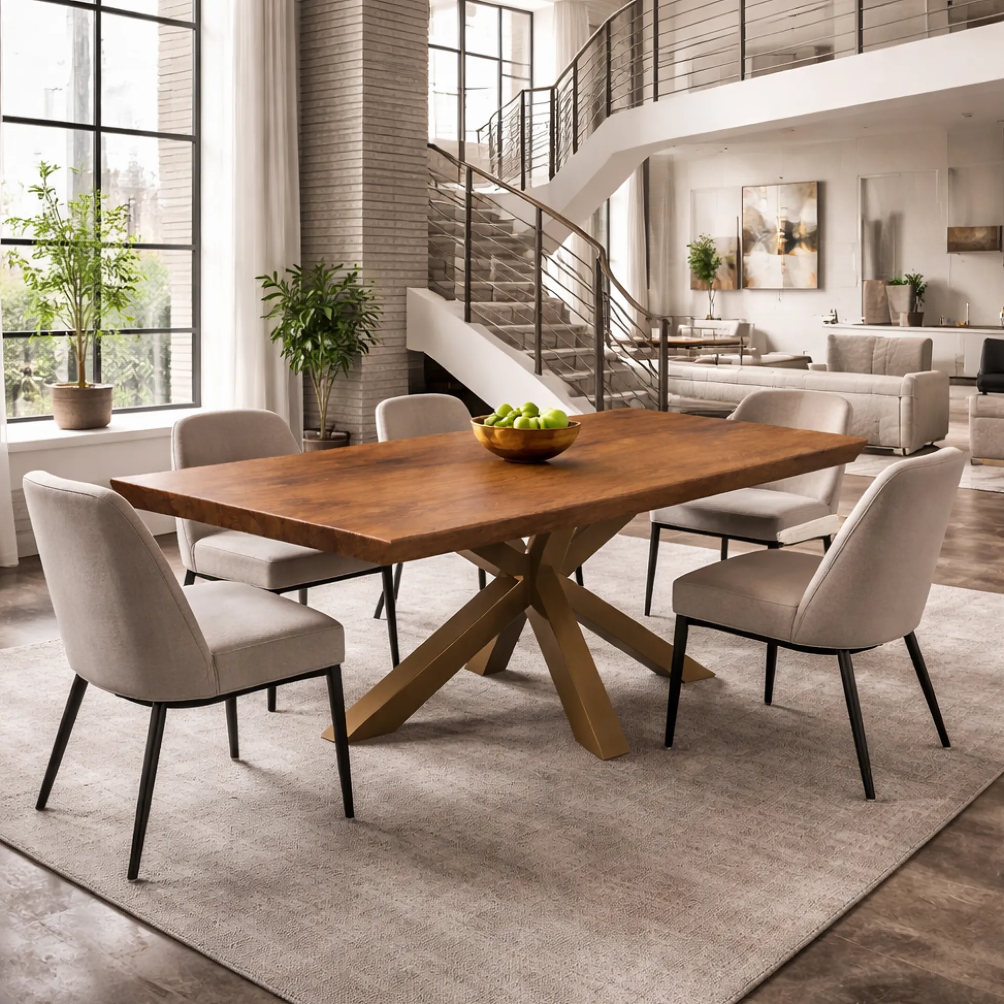 Table extensible chêne brun bords biseautés pied grège 180 cm PALERME