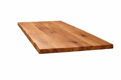 Table extensible chêne brun bords naturels pied graphique 200 cm PALERME