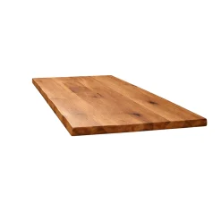 Table extensible chêne brun bords naturels pieds verre 240 cm PALERME