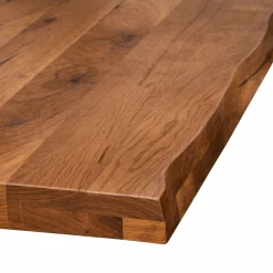 Table extensible chêne brun bords naturels pied graphique 220 cm PALERME