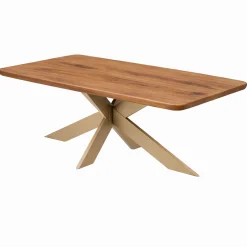 Table extensible chêne brun bords biseautés pied grège fin 220 cm PALERME