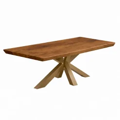 Table extensible chêne brun bords biseautés pied grège 240 cm PALERME