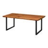 Table extensible chêne brun bords biseautés pieds en U 220 cm PALERME