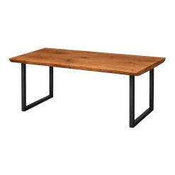 Table extensible chêne brun bords biseautés pieds en U 220 cm PALERME