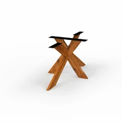 Table extensible chêne brun bords biseautés pied bois 200 cm PALERME