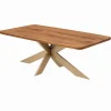 Table extensible chêne brun bords biseautés pied grège fin 240 cm PALERME