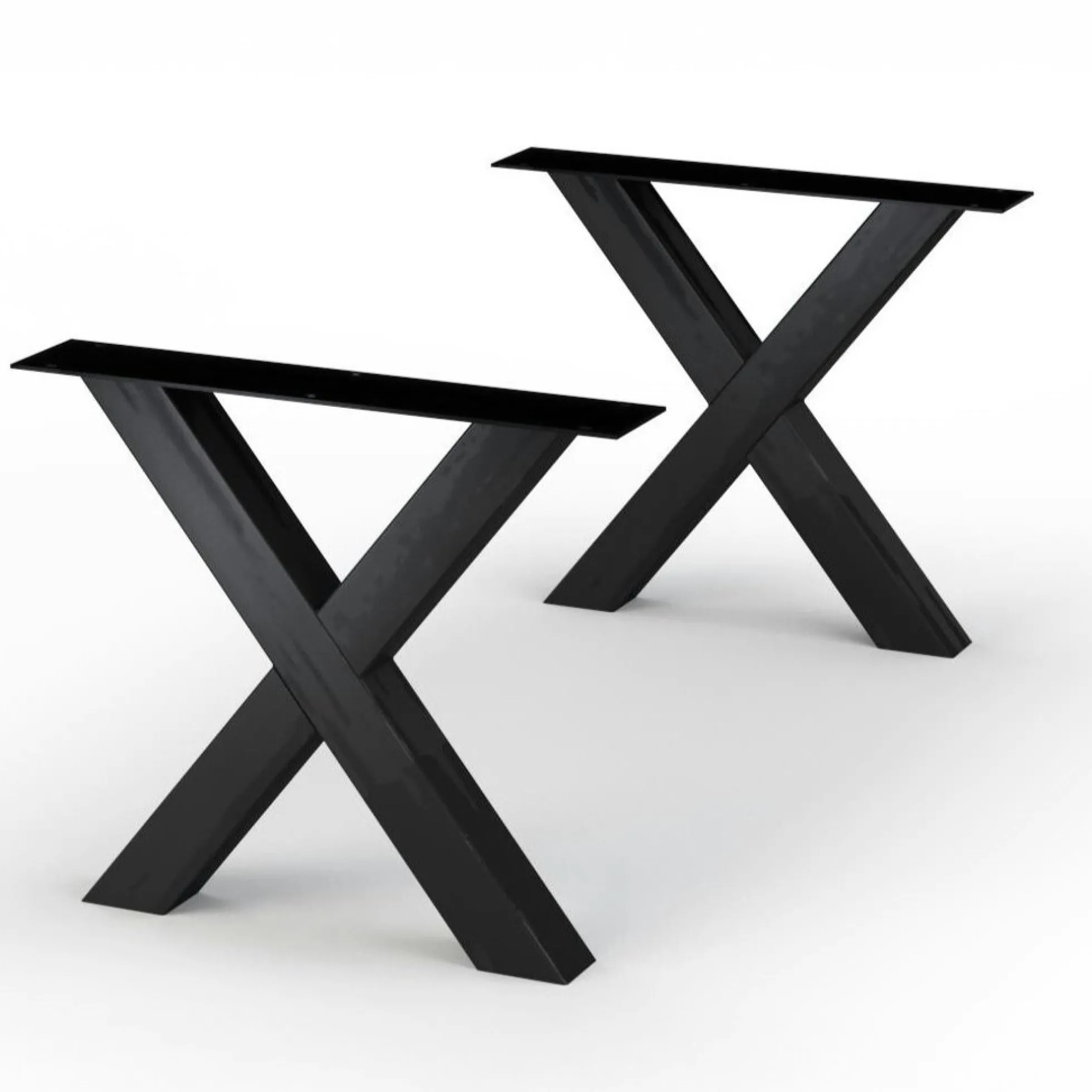 Table extensible chêne brun bords biseautés pieds en X 220 cm PALERME
