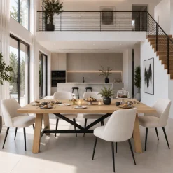 Table extensible chêne clair campagne chic 190-240 cm ALPINE