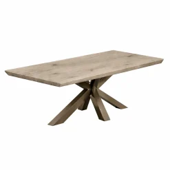 Table extensible chêne grisé bords biseautés pied grège 220 cm PALERME