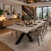 Table extensible chêne grisé bords naturels pied noir 240 cm PALERME