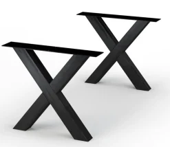 Table extensible chêne grisé bords naturels pieds en X 200 cm PALERME