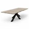 Table extensible chêne grisé bords naturels pied noir 200 cm PALERME