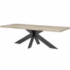 Table extensible chêne grisé bords naturels pied noir fin 200 cm PALERME
