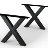 Table extensible chêne grisé bords naturels pieds en X 180 cm PALERME