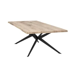 Table extensible chêne grisé bords naturels pied graphique 220 cm PALERME