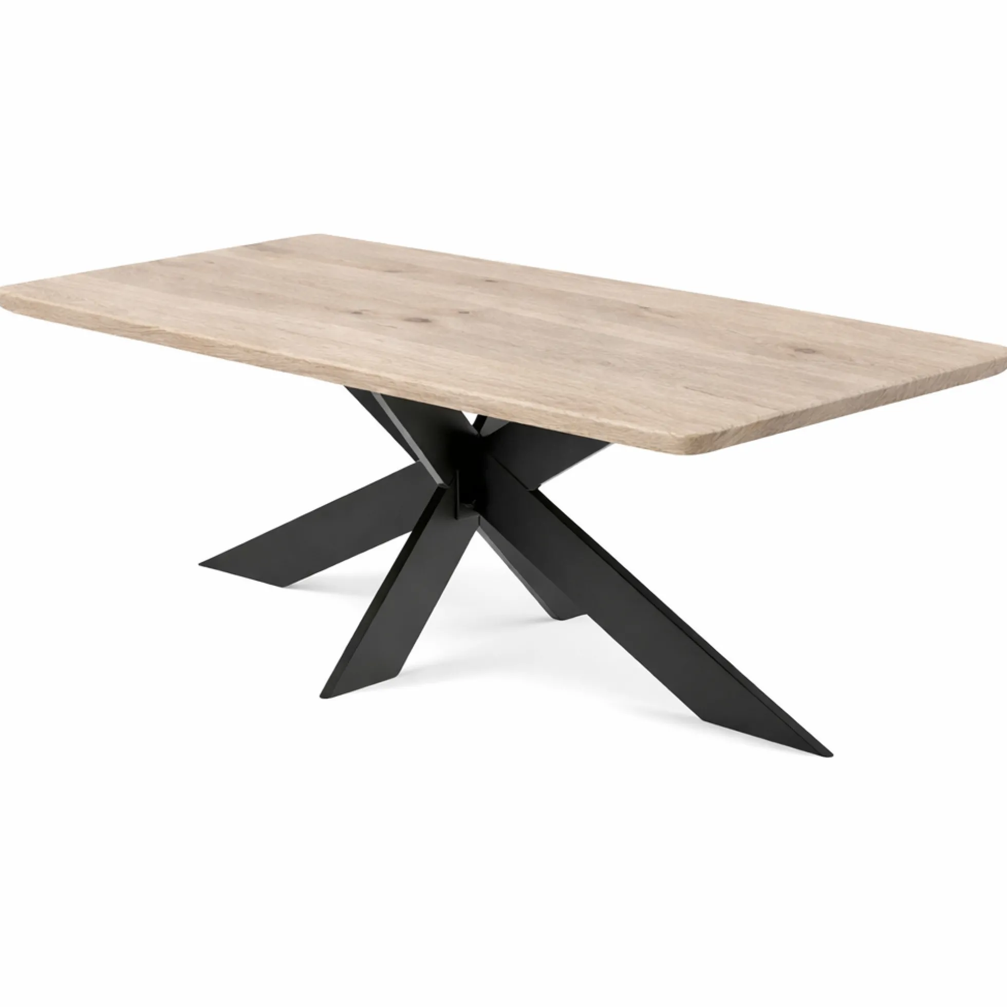 Table extensible chêne grisé bords biseautés pied noir fin 240 cm PALERME