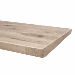 Table extensible chêne grisé bords biseautés pied graphique 220 cm PALERME