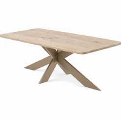 Table extensible chêne grisé bords biseautés pied grège fin 200 cm PALERME