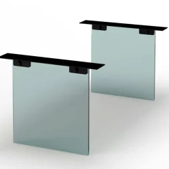 Table extensible chêne grisé bords biseautés pieds verre 200 cm PALERME