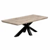 Table extensible chêne grisé bords biseautés pied noir 240 cm PALERME