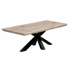 Table extensible chêne grisé bords biseautés pied noir 240 cm PALERME
